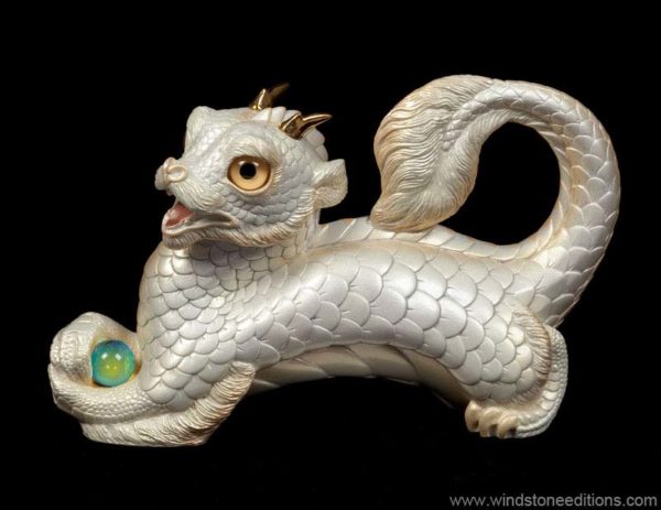 Windstone Editions collectible dragon figurine - Young Oriental Dragon - White