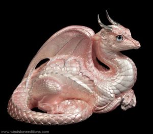 Windstone Editions collectible dragon figurine - Lap Dragon - Shell Pink