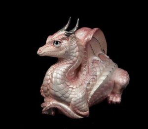 Windstone Editions collectable dragon sculpture - Lap Dragon - Shell Pink