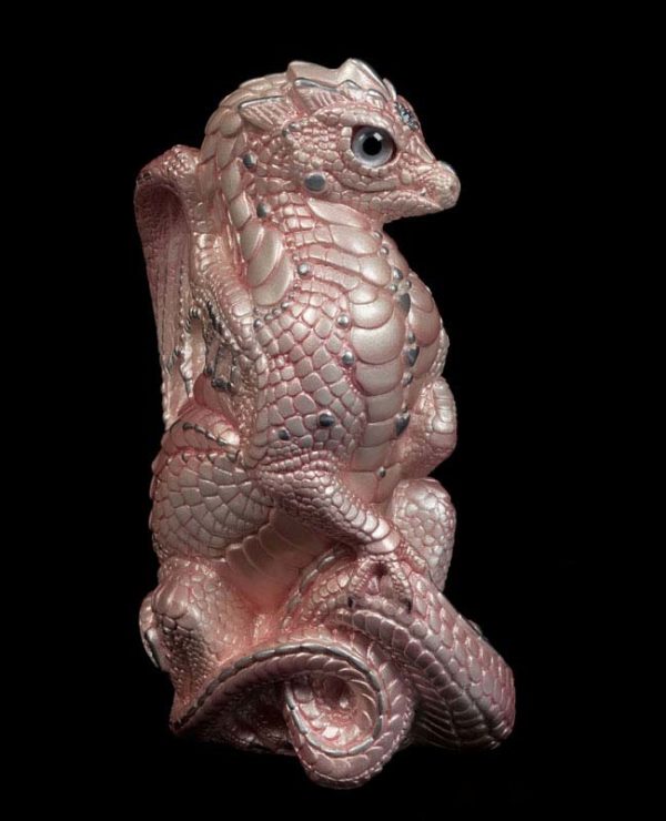 Windstone Editions collectable dragon sculpture - Young Dragon - Shell Pink