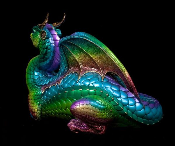 Windstone Editions collectible dragon figurine - Lap Dragon - Rainbow