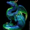 Windstone Editions collectible dragon figurine - Scratching Dragon - Emerald Peacock