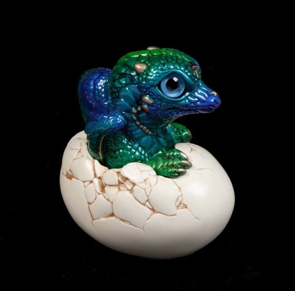 Windstone Editions collectable dragon sculpture - Hatching Dragon (version 2) - Emerald Peacock