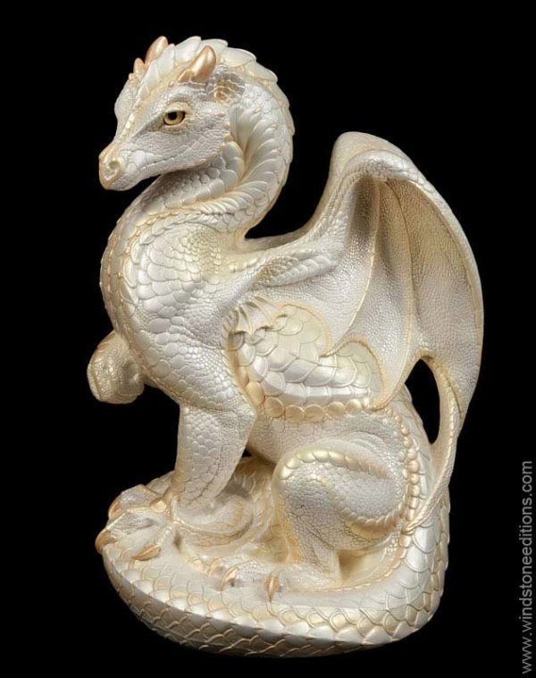 Windstone Editions collectible dragon figurine - Secret Keeper - White
