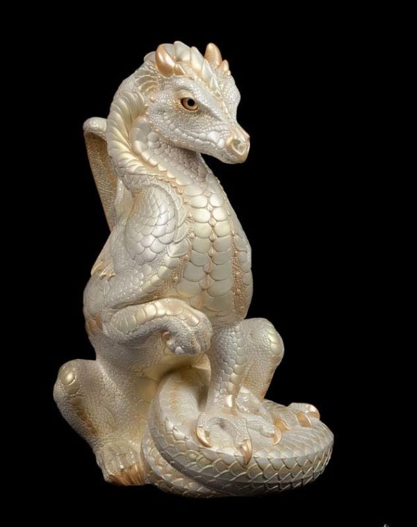 Windstone Editions collectable dragon sculpture - Secret Keeper - White