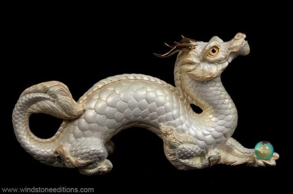 Windstone Editions collectible dragon figurine - Oriental Dragon - White