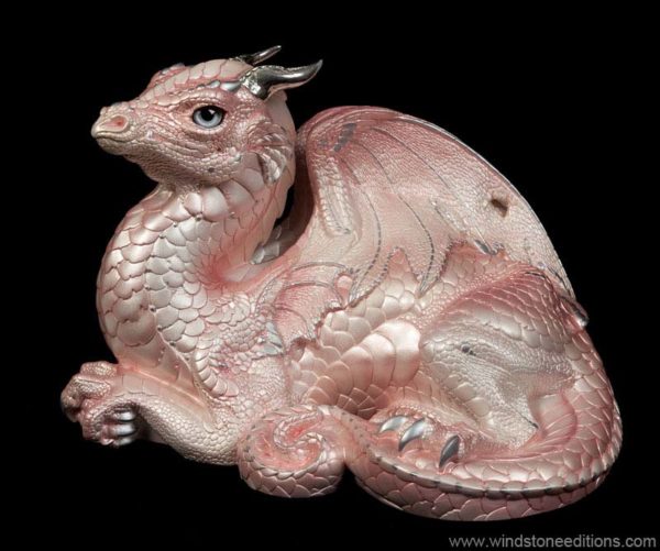 Windstone Editions collectible dragon figurine - Old Warrior Dragon - Shell Pink