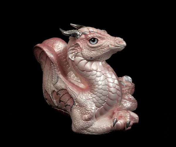 Windstone Editions collectable dragon sculpture - Old Warrior Dragon - Shell Pink