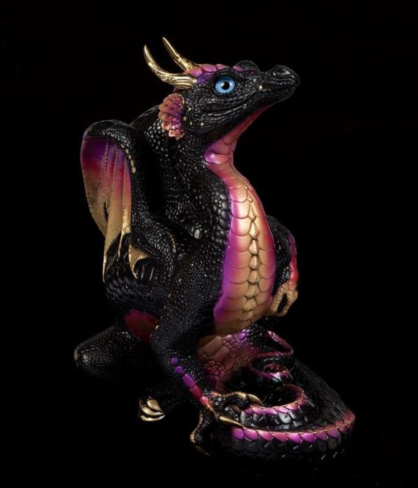 Windstone Editions collectable dragon sculpture - Scratching Dragon - Black Gold