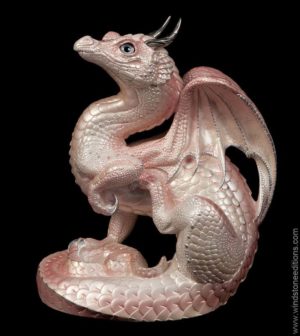 Windstone Editions collectible dragon figurine - Scratching Dragon - Shell Pink