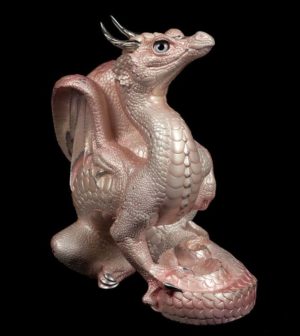 Windstone Editions collectable dragon sculpture - Scratching Dragon - Shell Pink