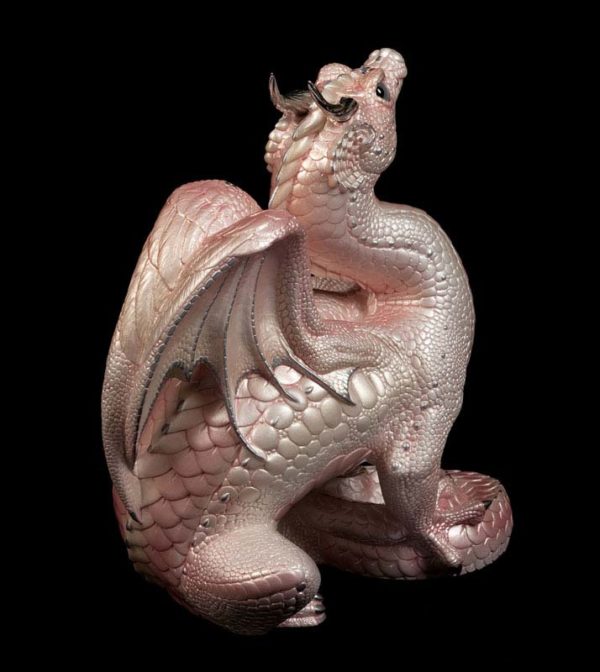 Windstone Editions collectible dragon figurine - Scratching Dragon - Shell Pink