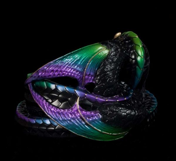 Mother Coiled Dragon - Black Violet Peacock - back view