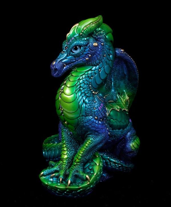 Windstone Editions collectable dragon sculpture - Male Dragon - Emerald Peacock