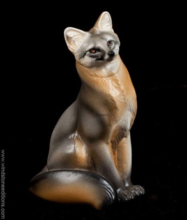 Pebble Sitting Grey Fox - natural "grey" color