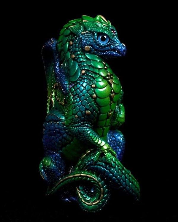 Windstone Editions collectable dragon sculpture - Young Dragon - Emerald Peacock
