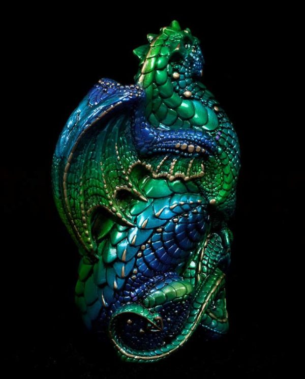 Windstone Editions collectible dragon figurine - Young Dragon - Emerald Peacock
