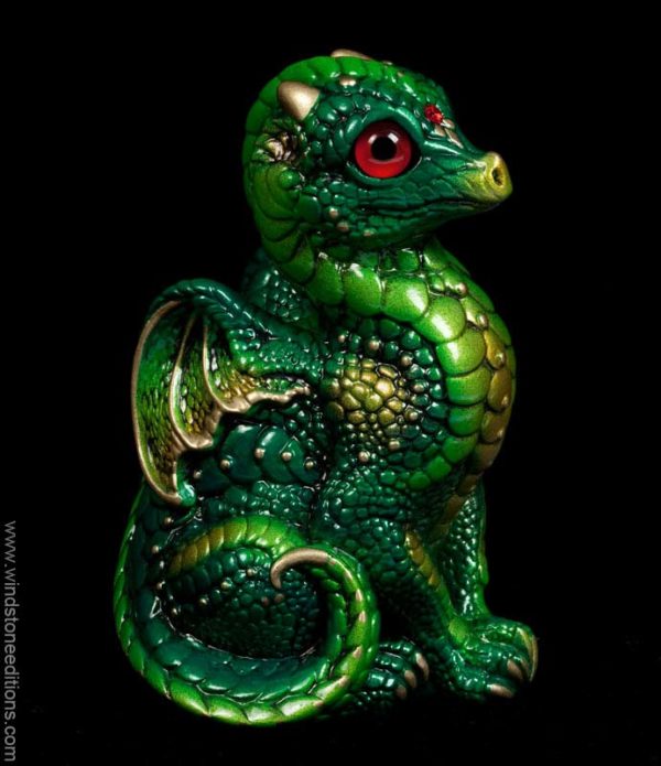 Windstone Editions collectible dragon figurine - Baby Dragon - Emerald