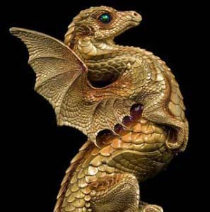 Windstone Editions collectible dragon figurine - Rising Spectral Dragon - Gold