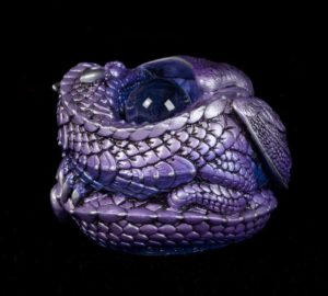 Windstone Editions collectable dragon sculpture - Curled Dragon - Tanzanite