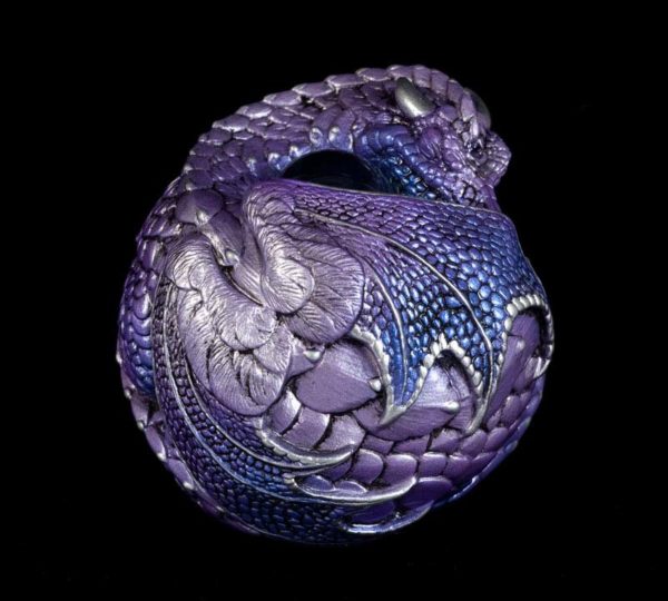 Windstone Editions collectible dragon figurine - Curled Dragon - Tanzanite