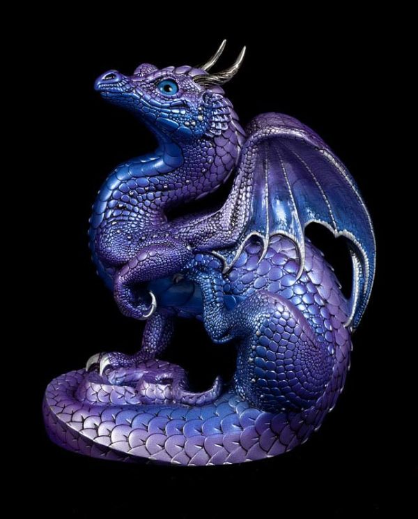 Windstone Editions collectable dragon sculpture - Scratching Dragon - Tanzanite