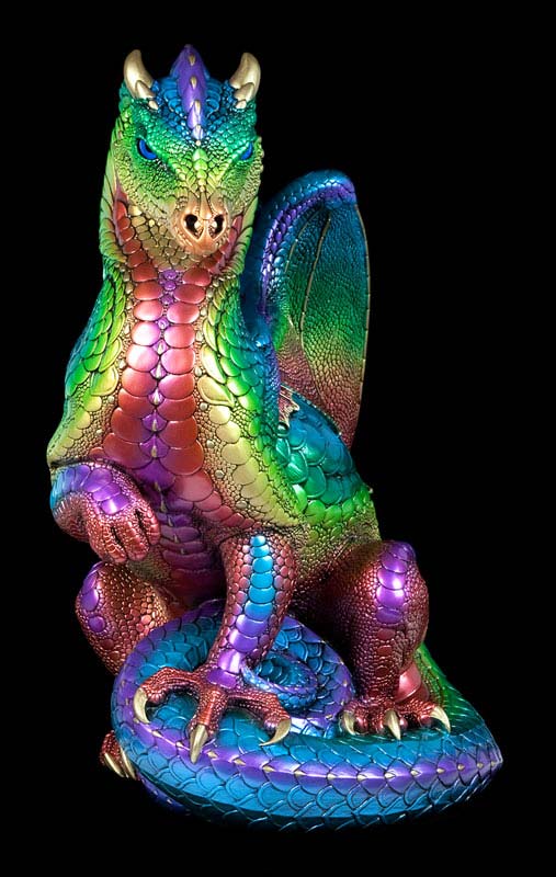 Windstone Editions collectable dragon sculpture - Secret Keeper - Rainbow (blue eyes)
