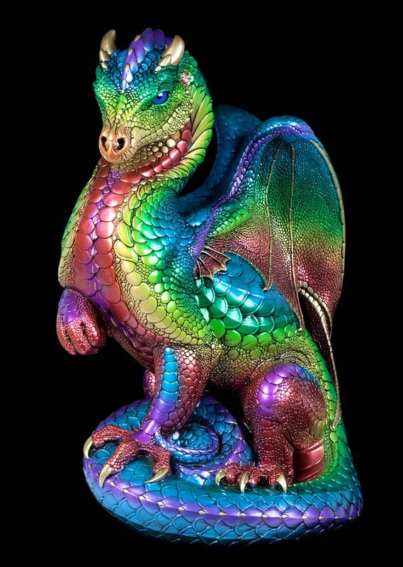 Windstone Editions collectible dragon figurine - Secret Keeper - Rainbow (blue eyes)