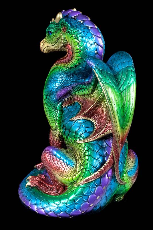 Windstone Editions collectable dragon sculpture - Secret Keeper - Rainbow (blue eyes)