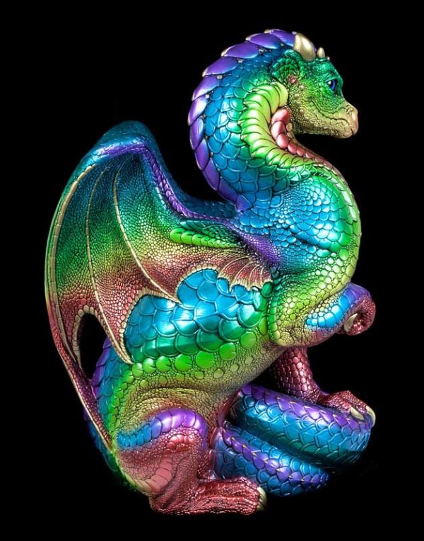 Windstone Editions collectible dragon figurine - Secret Keeper - Rainbow (blue eyes)