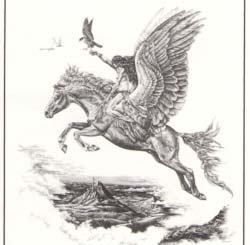 1708 Maiden on Pegasus print by Melody Peña
