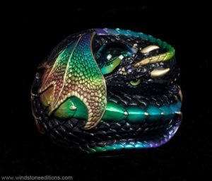 Black Rainbow Curled Dragon by Windstone Editions