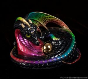 Black Rainbow Mother Coiled Dragon by Windstone Editions