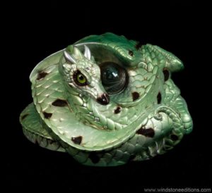 Chocolate Mint Coiled Dragon by Windstone Editions