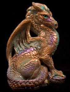 Copper Patina Teal Eyes Male Dragon by Windstone Editions