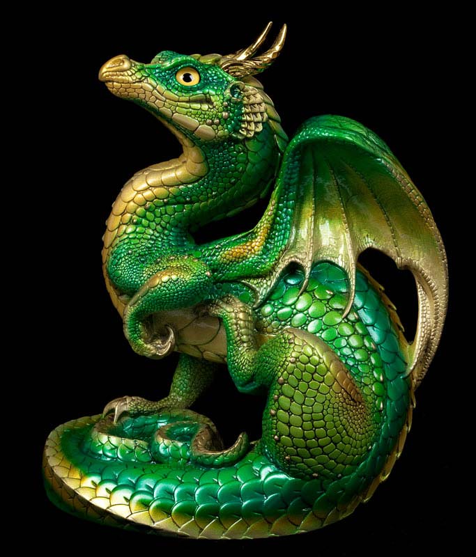 Golden Emerald Scratching Dragon by Windstone Editions