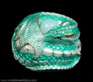 Pale Mint Curled Dragon by Windstone Editions