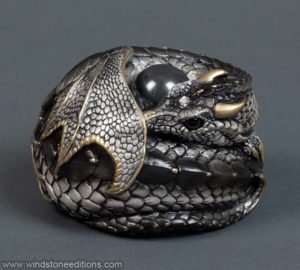 Smoked Silver Curled Dragon by Windstone Editions