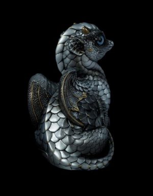 Windstone Editions collectable dragon sculpture - Fledgling Dragon - Silver (silvery version)