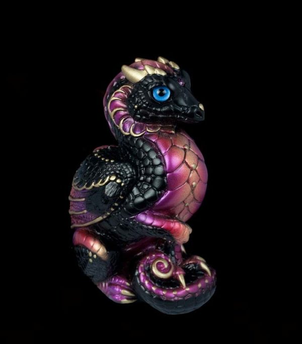 Windstone Editions collectable dragon sculpture - Mini Keeper Dragon - Black Gold