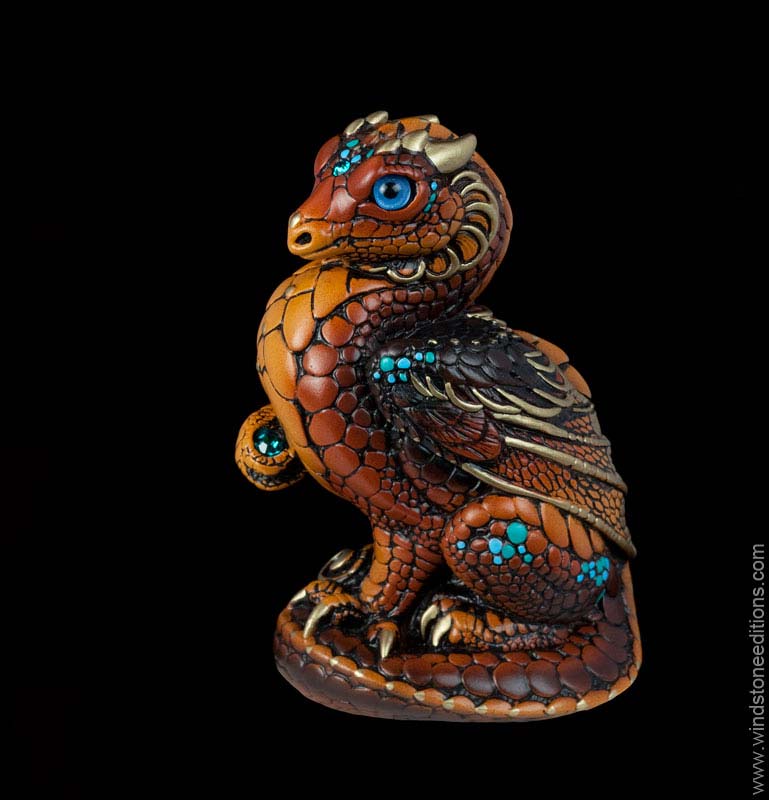 Windstone Editions collectible dragon figurine - Mini Keeper Dragon - Brown