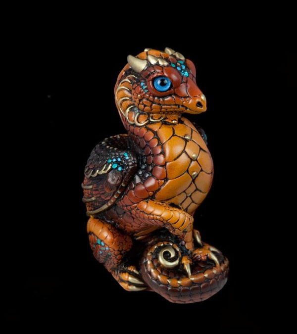 Windstone Editions collectable dragon sculpture - Mini Keeper Dragon - Brown