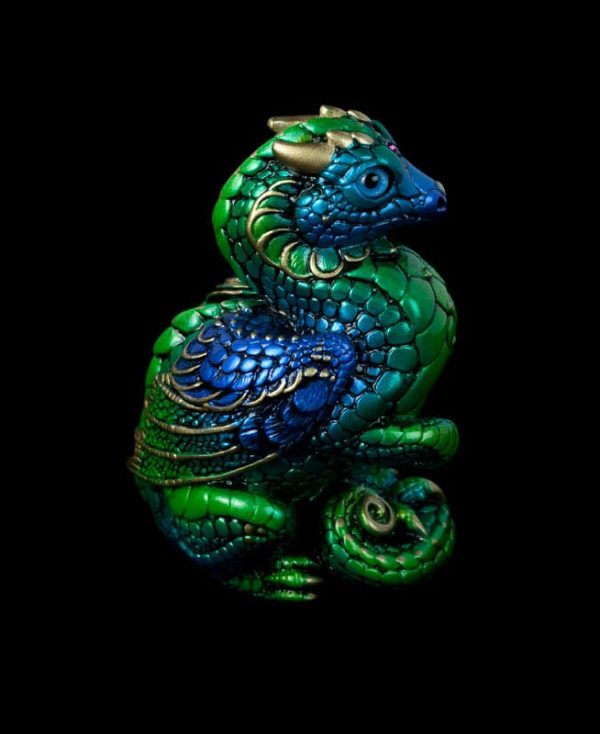 Windstone Editions collectible dragon figurine - Mini Keeper Dragon - Emerald Peacock