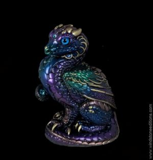 Windstone Editions collectible dragon figurine - Mini Keeper Dragon - Peacock