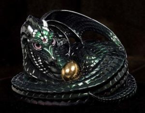 Black Emerald Pearl Mother Coiled Dragon by Windstone Editions