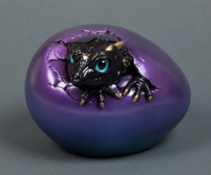 Black Peacock Hatching Kinglet Dragon by Windstone Editions