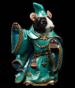 Black-White-Turquoise Mouse Wizard by Windstone Editions