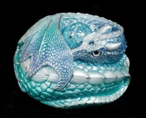 Blue Ice Curled Dragon by Windstone Editions