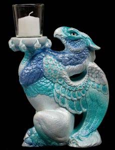Blue Ice Hippogrif Candle Lamp by Windstone Editions