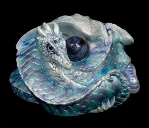 Blue Ice Tiger Coiled Dragon by Windstone Editions